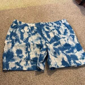 Mens XL Blue and White Tie-Dye Pull-on  Shorts
